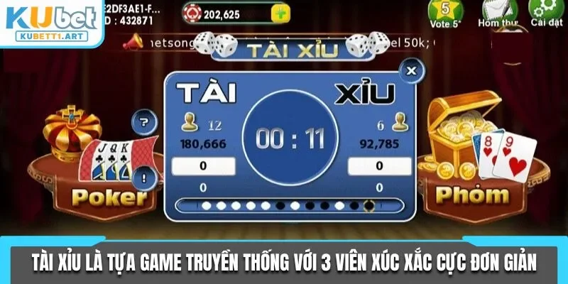 Tài xỉu là tựa game truyền thống với 3 viên xúc xắc cực đơn giản